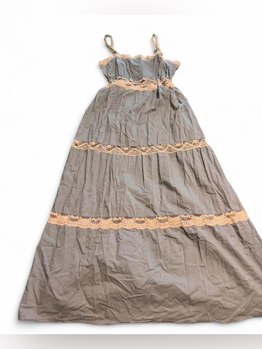 Victoria’s Secret lace maxi dress with beige lace trim
